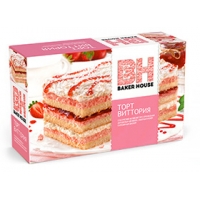 Торт бисквитный Baker House 350г*8 Клубника