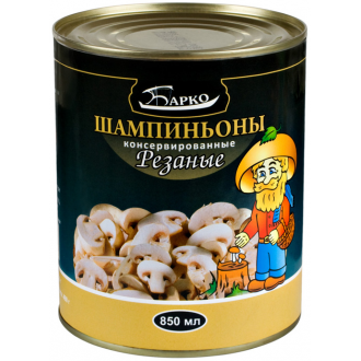 Шампиньоны резаные  'Барко ' 850гр*12 ж/б